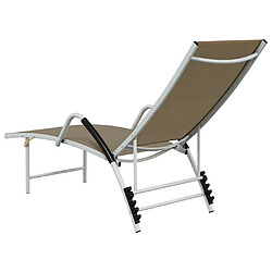 Avis Helloshop26 Transat chaise longue bain de soleil lit de jardin terrasse meuble d'extérieur textilène et aluminium taupe 02_0012934