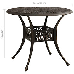 vidaXL Table de jardin Bronze 90x90x74 cm Aluminium coulé pas cher