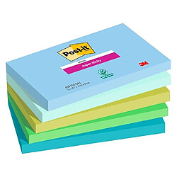 Notes couleurs Oasis Super Sticky Post-it 76 x 127 mm - bloc de 90 feuilles - Lot de 10