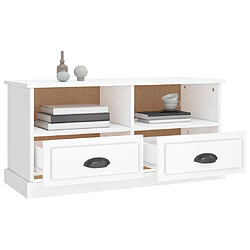 Maison Chic Meuble TV scandinave - Banc TV pour salon blanc brillant 93x35,5x45 cm bois d'ingénierie -MN17695 pas cher