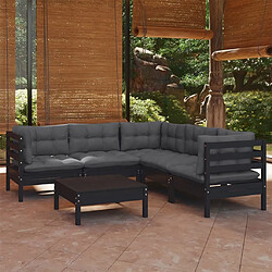 Maison Chic Salon de jardin 6 pcs + coussins - Mobilier/Meubles de jardin - Table et chaises d'extérieur Noir Bois de pin solide -MN15153