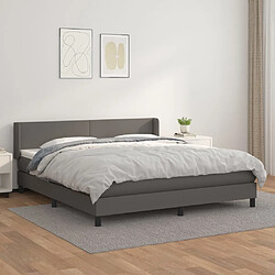 Maison Chic Lit Adulte - Lit simple Lit à sommier tapissier avec matelas moelleux - Meuble de Chambre - Gris 160x200 cm Similicuir -MN28774