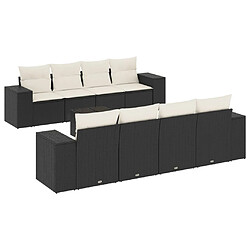 Maison Chic Salon de jardin 9 pcs avec coussins | Ensemble de Table et chaises | Mobilier d'Extérieur noir résine tressée -GKD58315