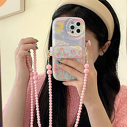 GUPBOO Étui pour iPhone13ProMax Peinture à l'huile littéraire tulipe lune japon et corée du sud téléphone portable coquille chaîne de perles femme