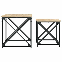 Maison Chic Lot de 2 Tables basses gigognes pour salon | Table à café chêne sonoma bois d'ingénierie -GKD82153 pas cher