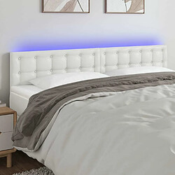 Maison Chic Tête de lit scandinave à LED,meuble de chambre Blanc 200x5x78/88 cm Similicuir -MN12039