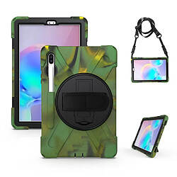 Coque en TPU combo en forme de x avec béquille et dragonne camouflage pour votre Samsung Galaxy Tab S6 SM-T860 (Wi-Fi)/T865 (LTE)