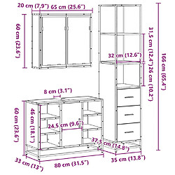 vidaXL Ensemble de meubles de salle de bain 3 pcs Sonoma gris pas cher