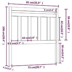 Acheter vidaXL Tête de lit Gris 81x4x100 cm Bois massif de pin