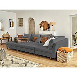 Avis Lisa Design Rune - canapé panoramique d'angle droit - 7 places - avec pouf d'appoint - en tissu bouclette