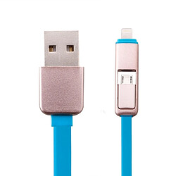 Acheter Wewoo Câble bleu pour iPhone, iPad, Samsung, HTC, LG, Sony, Huawei, Lenovo, Xiaomi et autres smartphones 1m 2 dans 1 multi-fonctionnel rétractable Lightning Micro USB vers USB de données / chargeur,