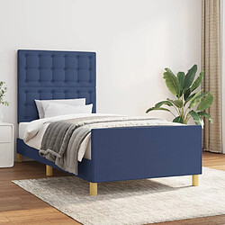 Maison Chic Lit adulte - Cadre Structure de lit avec tête de lit Contemporain Bleu 100 x 200 cm Tissu -MN25476