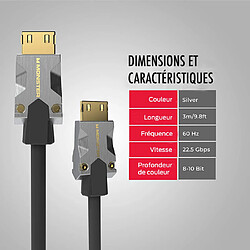 Avis Monster Câble HDMI M1000 UHD 4K HDR 22.5 Gbit/s 3m Argent