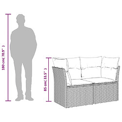 vidaXL Canapé de jardin 2 places avec coussins gris résine tressée pas cher