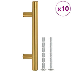 vidaXL Poignées d'armoire 10 pcs doré 64 mm acier inoxydable