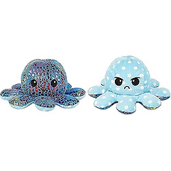 Universal Double face flip enfant peluche poulpe poupée, bleu clair, bleu