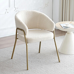 ComfortXL Chaise de Salle à Manger Moderne en Velours, Couleur Blanc, Pieds Dorés