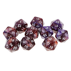 10 Pcs 20 Faces Dés D20 Polyédrique Dés Pour Donjons Et Dragons Jeux De Table Café Violet pas cher