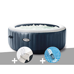 Kit spa gonflable Intex PureSpa Blue Navy rond Bulles 4 places + Porte/verre + Aspirateur