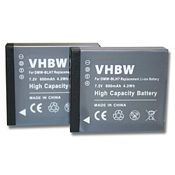 Vhbw Set de 2 batteries 600mAh (7.2V) avec puce pour appareil photo Panasonic Lumix DMC-GM1, DMC-GM1KS remplace DMW-BLH7, DMW-BLH7E, DMW-BLH7PP.