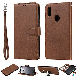 Wewoo Housse Coque Pour Huawei Honor 8A / Y6 2019 Étui de protection à rabat horizontal de couleur unie avec support et fentes cartes et portefeuille et cadre photo et lanière marron