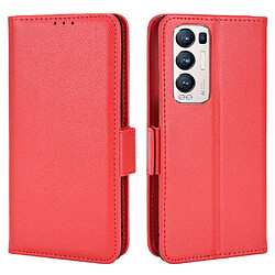 Etui en PU texture litchi, antichoc, rouge pour votre Oppo Reno5 Pro + 5G/Find X3 Neo