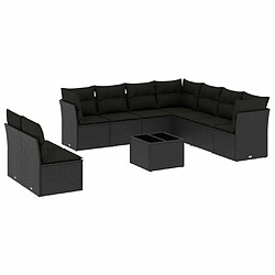 Maison Chic Salon de jardin 10 pcs avec coussins | Ensemble de Table et chaises | Mobilier d'Extérieur noir résine tressée -GKD59877