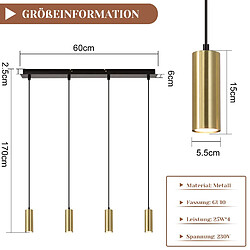 Avis NETTLIFE Suspension Gu10 Or Noir Diam.170cm Métal 4 Ampoules - Lampe de Table à Industrielle Moderne pour Salon Café Salle à Manger Chambre