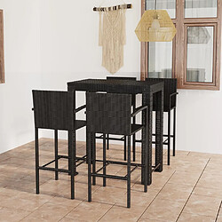 Maison Chic Jeu de bar de jardin 5 pcs avec accoudoirs,Mobilier d'extérieur Résine tressée Noir -GKD279192