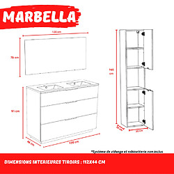 Acheter Le Quai Des Affaires Meuble sous-vasque MARBELLA 120 cm + vasque + miroir + colonne / Décor Chêne blanchi