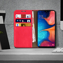 Avis Avizar Étui Galaxy A20e Folio Cuir Véritable Porte cartes Support Vidéo rouge