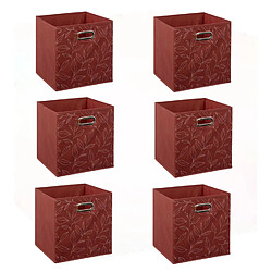 Five Simply Smart Lot de 6 boites de rangement en tissu Minimalist - 31x31x31cm - Rouge