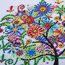 Broderie de bricolage pleine de peinture de diamant formée spéciale ronde 5D d'arbre de fausse pierre pas cher