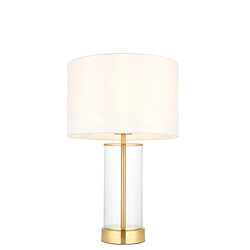 Endon Lampe de table Base & Shade, plaque en laiton satiné, verre, tissu blanc vintage