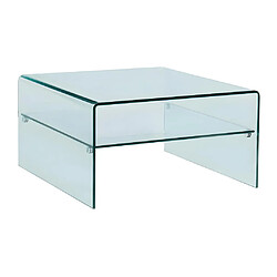 Vente-Unique Table basse carrée STILEOS - Double plateau - Verre trempé