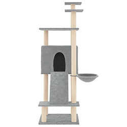 Helloshop26 Arbre à chat meuble tour grimper jouet grattage grattoir escalade plateforme avec griffoirs en sisal clair 153 cm gris 02_0022577