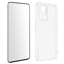 Avizar Coque Realme GT Neo 3 Silicone Gel Souple Film Verre Trempé 9H noir