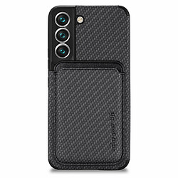 Coque en TPU antichoc, texture en fibre de carbone avec porte-carte noir pour votre Samsung Galaxy S22 Plus 5G