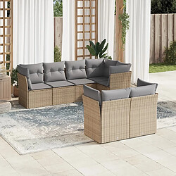 Maison Chic Salon de jardin avec coussins 7 pcs | Ensemble de Table et chaises | Mobilier d'Extérieur beige résine tressée -GKD96156