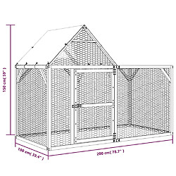 vidaXL Poulailler 200x100x150 cm Bois de pin massif imprégné pas cher