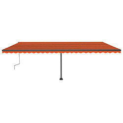 Maison Chic Auvent manuel rétractable,Store manuel de porte avec LED 600x300 cm Orange et marron -GKD38443