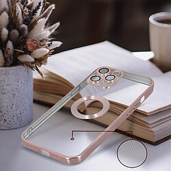 Avizar Coque iPhone 13 Pro Souple Caméra Couvert Transparent Contour Rose Gold Chromé pas cher