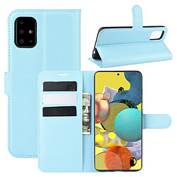 Etui en PU surface de litchi avec support bleu pour votre Samsung Galaxy A51 5G SM-A516