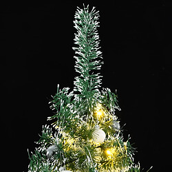 vidaXL Sapin de Noël artificiel 300 LED&amp;boules&amp;neige floquée 180 cm