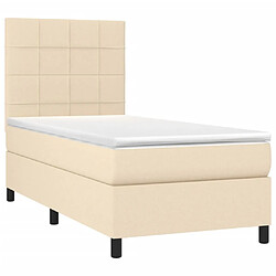 Avis Maison Chic Lit adulte- Lit + matelas,Sommier à lattes de lit et matelas Crème 90x190 cm Tissu -GKD89231