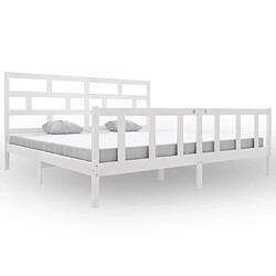 vidaXL Cadre de lit sans matelas blanc bois massif 200x200 cm