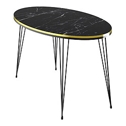 Helloshop26 Table basse ovale 41 x 90 x 50 cm marbre noir or 03_0008444