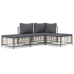 Maison Chic Salon de jardin 4 pcs + coussins - Mobilier/Meubles de jardin - Table et chaises d'extérieur anthracite résine tressée -MN27728