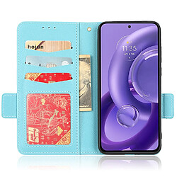 Etui en PU texture litchi, fermoir magnétique double, anti-chocs avec support pour votre Motorola Edge 30 Neo 5G - bleu clair