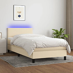 Sommier à lattes LED,Cadre à lattes de lit avec matelas pour Adulte Crème 100x200 cm Tissu -MN58509